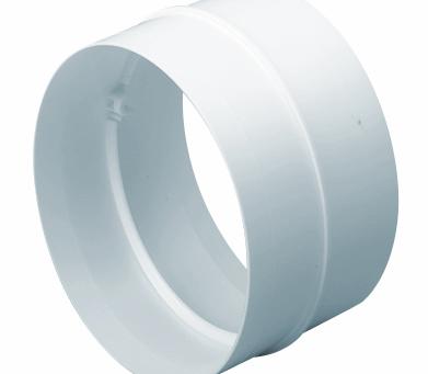 Domus Ventilation round plastic ducting 150mm connector for straight duct installation, shown in a close-up image.