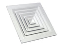 White ceiling-mounted 4-way diffuser from eFans, designed to evenly distribute air in modern interior spaces.