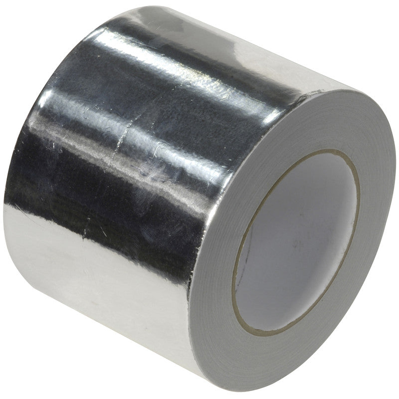 Aluminium foil duct tape by eFans Direct Ltd, 100mm x 50m, showcasing silver tape with a rolled and partially unrolled section.