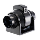 Manrose MF125S inline mixed flow duct fan showing compact 5-inch (125mm) metal housing and ventilation blades for exhaust airflow.
