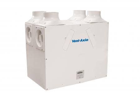 Vent-Axia Sentinel Kinetic Plus B MVHR unit for heat recovery, showing the sleek, compact ventilation system with control panel and vents.