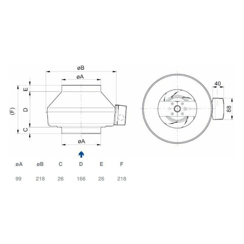 Systemair K125M centrifugal duct fan with 125mm (5-inch) diameter, AC motor, designed for efficient air ventilation in ducts