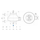 Systemair K125M centrifugal duct fan with 125mm (5-inch) diameter, AC motor, designed for efficient air ventilation in ducts