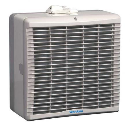 Vent-Axia T-Series TX7WW 7-inch window axial fan with white grille, designed for ventilation in residential or commercial spaces.