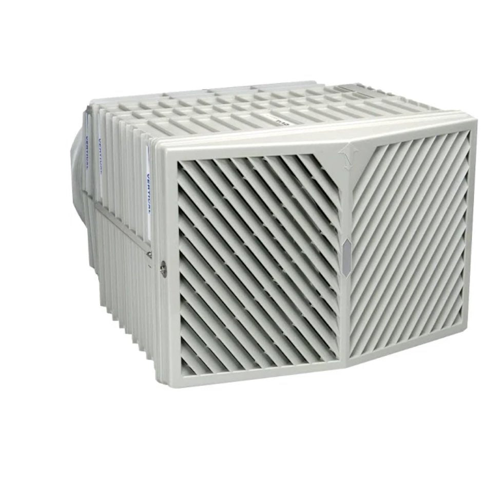 Vent-Axia HR500 heat recovery ventilation unit showing sleek, compact design with vents and control panel for efficient air exchange.